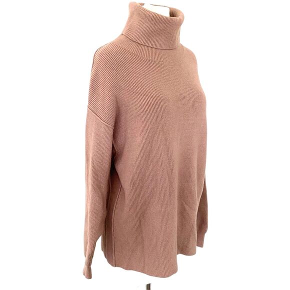 Free People Oversized Ribbed Turtleneck Tunic Sweater Chunky Knit Sz XS - Picture 10 of 10
